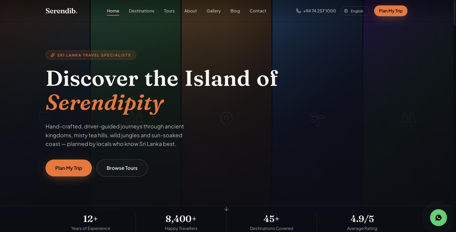 Serendib Journeys — Tour Operator Website Template screenshot 1